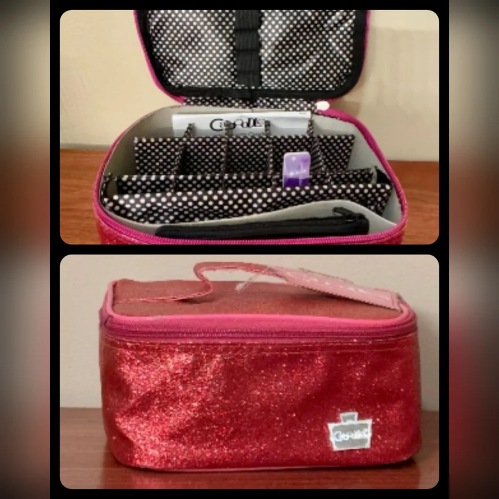 Caboodles soft sided nail valet/tote/case pink matallic Sparkle NEW
